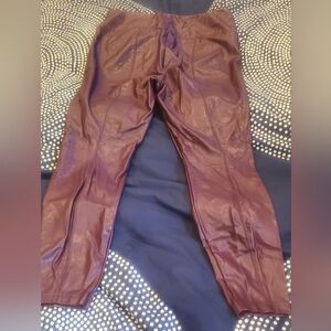 White House Black Market Burgundy Faux Leather Runway Leggings